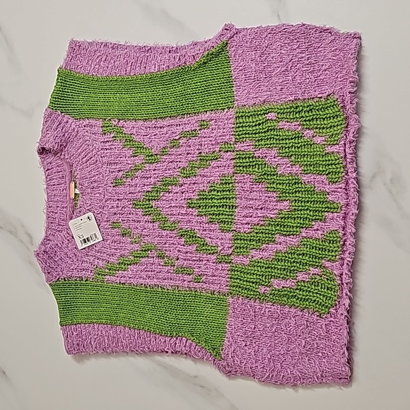 Women Crew Neck Textured Sweater, Green Goddess Combo - Picture 3 of 4